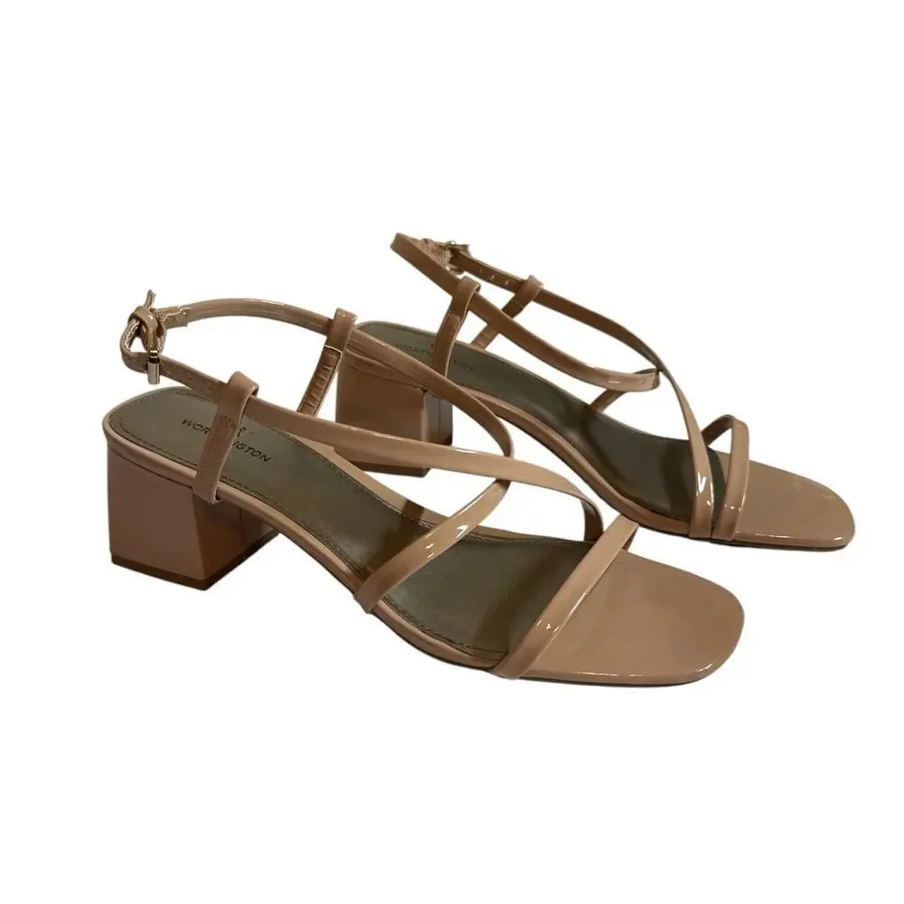 Worthington Women's Zabol Strappy Block Heeled Sandal Size 9 Beige Nougat NWOT